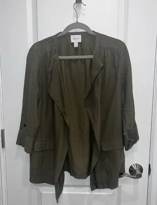 Chaqueta utilitaria Nine West para mujer media cremallera drapeada frontal calce relajado talla pequeña Foto 1 de 4