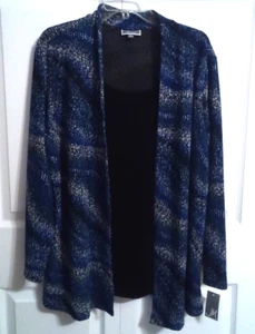 JM Collection, 1X Top, Blu/Nero Nuovo - Foto 1 di 3