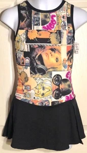 GK COMIC STRIP ICE FIGURE SKATE CHILD LARGE MATTE TRICOT TANK DRESS Sz CL NWT! - Picture 1 of 9