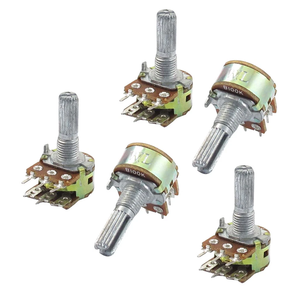 B100K 100K ohm à axe fendu rotatif linéaire double Fuseau potentiomètre 5pcs - Photo 1/1