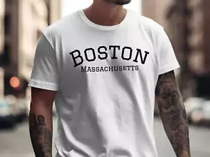 Classic Boston Massachusetts Graphic T-Shirts - Picture 1 of 65