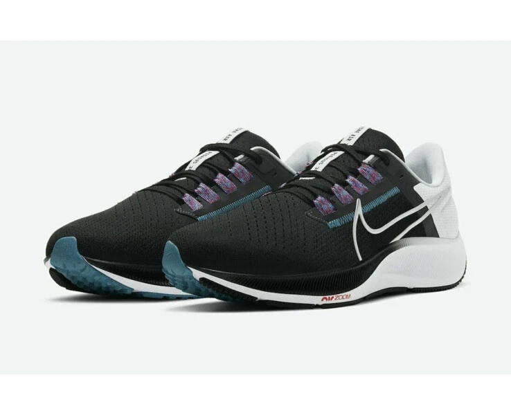 Nike Air Zoom Pegasus 38 Para hombres Tallas Negro/Metálico Plateado Blanco CW7356 003 Nuevo Foto 1 de 4