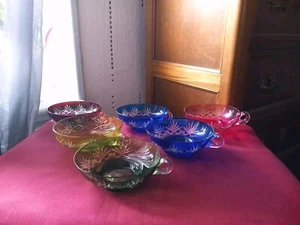 6 Tazze Da Tergicristallo, Frutta, Punch IN Cristallo Di saint louis UK 4147 No, - Foto 1 di 9
