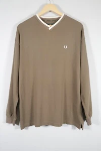 Camiseta Vintage Fred Perry Manga Larga Caqui Verde Talla Mediana - Imagen 1 de 7