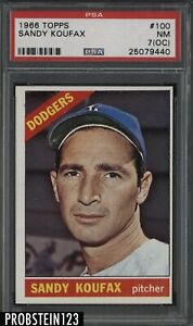 1966 Topps #100 Sandy Koufax Los Angeles Dodgers HOF PSA 7 NM (OC)