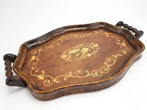 Vintage Italian Serving Tray Faux Wood Inlay - Picture 1 of 7
