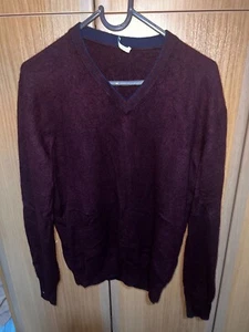 Zanieri Made in Italy 100% cashmere knit sweater burgundy red v-neck 52 42 L - Picture 1 of 6