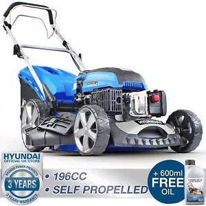 Petrol Lawn Mower Self Propelled 196cc, 20" 51cm Cut Lawnmower Hyundai - Picture 1 of 12