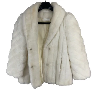 Vintage Jordache weiß Kunstfell Mantel Jacke Damengröße 8/9 - Bild 1 von 11