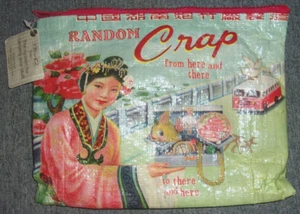 Blue Q Zipper Pouch Bag Random Crap Asian Bowling Pins Recycled Material NEW NWT - Picture 1 of 4