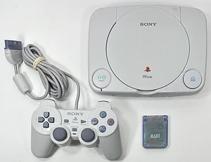 Sony Playstation PS One PS1 WEISS Konsole Bundle mit Original Controller/Kabel - Bild 1 von 9