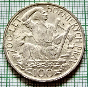 TSCHECHOSLOWAKEI 1949 100 KORUN, Jihlava Bergbauprivilegien 700th Anniv SILBER UNC - Bild 1 von 6