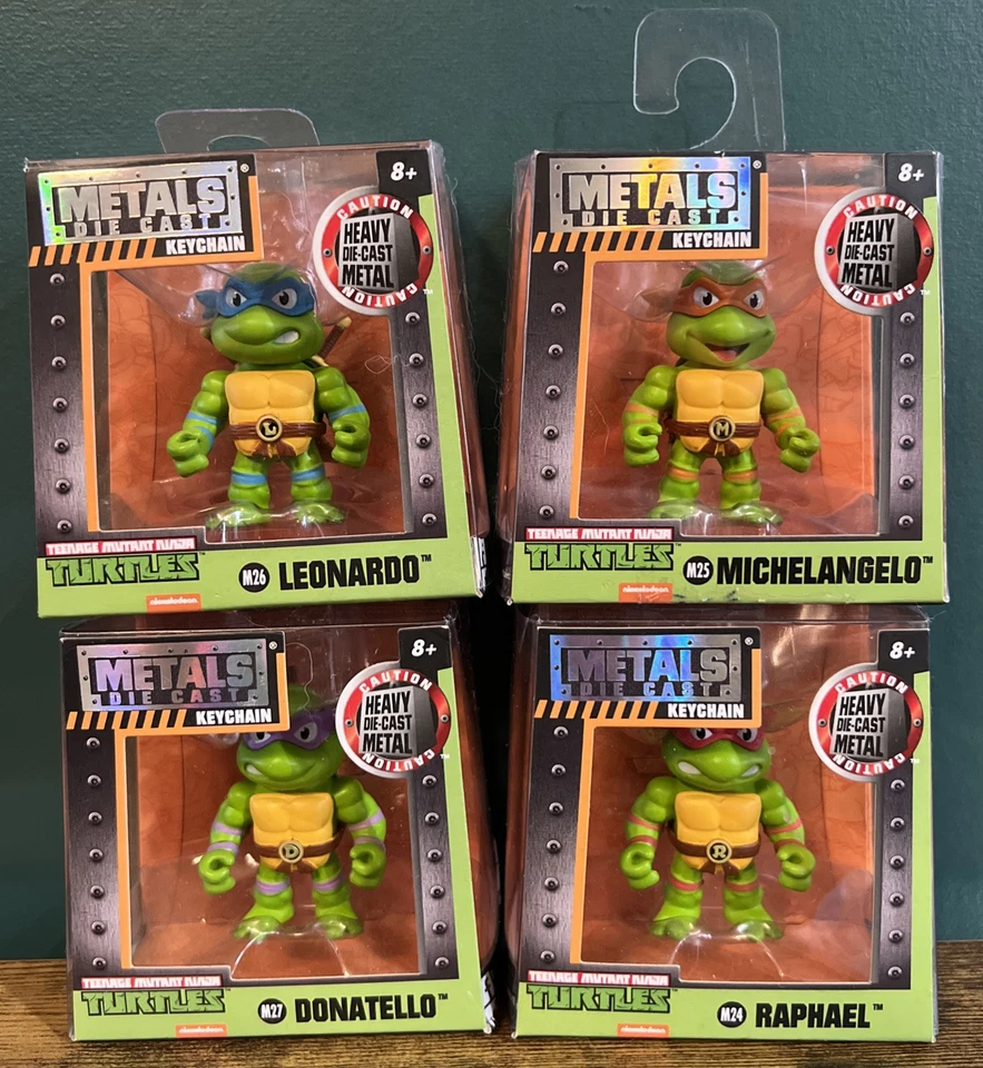 2x Jada Metals Die Cast TMNT Donatello and Katana 2.5" Keychain Figure M25