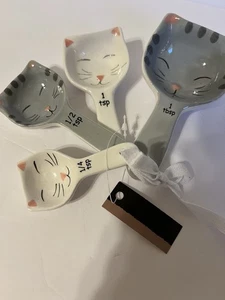 Juego de 4 cucharas medidoras nuevas con forma de gato de cerámica - Imagen 1 de 3