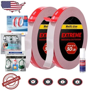 Heavy Duty Double Sided Tape: 2 Rolls 0.6"x30ft Foam Adhesive, Waterproof - Picture 1 of 10