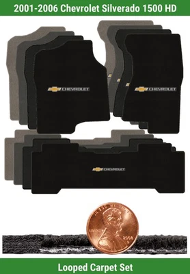 Conjunto de tapete loop personalizado para '01-06 Silverado 1500 HD com logotipo (3 peças) #9Y7 - Imagem 1 de 4