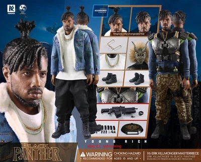 YRTOYS YR012 Escala 1/6 Pantera Negra Erik Killmonger Cuerpo Cabeza Esculpido Accesorios Nuevo Foto 1 de 4