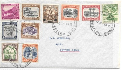 FUNDA SAMOA OCCIDENTAL 1943 SG180-88 + 199 SOBREIMPRESIÓN Foto 1 de 3