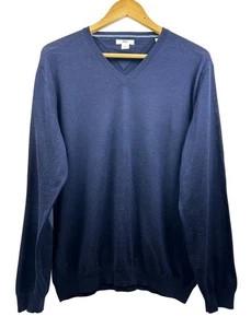 BRAX Pullover Herren XL 100% Merinowolle dunkelblau V-Ausschnitt Ellenbogen Patch Classic Luxe - Bild 1 von 7