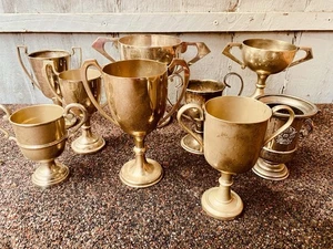 🏆 9x Silver Trophy Collection Plated Trophies Antique Prop JobLot EPNS Vintage - Picture 1 of 24