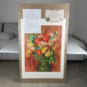 Pierre August Renoir Lithograph Signed "Bouquet de Tulipes" Certificate 1993 - Picture 1 of 12