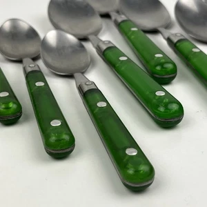 x16 Vintage Studio Nova Flatware Silverware Clear Green Handles Stainless Steel - Picture 1 of 9
