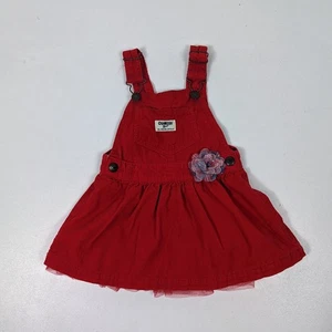 Oshkosh Bgosh Rockall Mädchen Größe 2T rot Cord Blume Tüll Overall Kleid - Bild 1 von 6