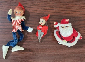 Cabezas de plástico duro de colección de Santa, elfos abrazando la rodilla - Imagen 1 de 21