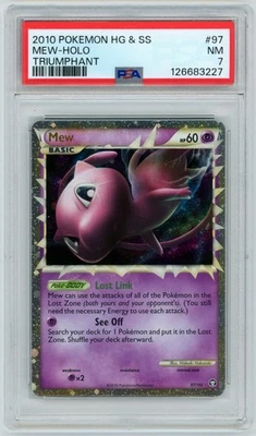 Mew (Prime) 2010 Pokemon HG&SS Triumphant Ultra Rare #97/102 PSA 7 Near Mint - Image 1 of 2