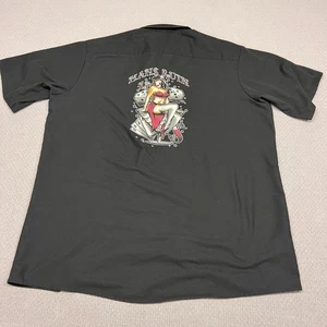 Lucky 13 Apparel Shirt Mens XL Custom Red Kap Pinup Rockabilly Classic Rock - Picture 1 of 9