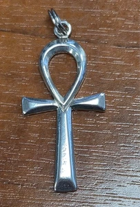 Dije/colgante llave de la vida con cruz egipcia Ankh de plata de ley 925 Estate - Imagen 1 de 9