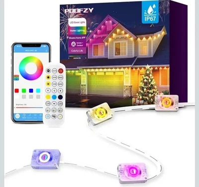 POOFZY Permanent Outdoor Lights for House 200ft RGB+IC Smart Outdoor Decor 50 Sc - Image 1 of 4