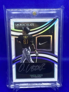 2022 Panini Immaculate  Oneil Cruz Eye Black Nike SWOOSH Tag Patch Auto /6 - Picture 1 of 11