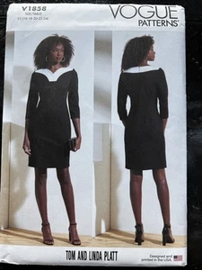 UNCUT Tom & Linda Platt Vogue V1858 Misses Fitted Dress F5 (16-24) Pattern - Imagen 1 de 2