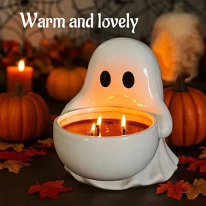 Resin Halloween Ghost Candle Holder Halloween Candlestick Holder Fireplace - Picture 1 of 12