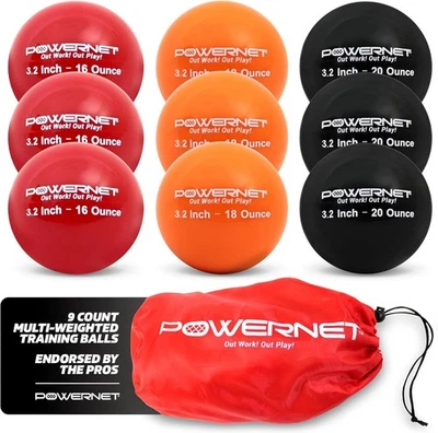 3.2" Weighted Hitting Batting Progressive Training Balls 9 Pack Build Strength a - image 1 of 4