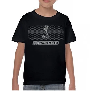 Shelby Logo Honeycomb Grille Youth T-shirt Mustang Cobra Powered by Ford Kids - Picture 1 of 43