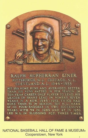 Postcard Ralph Kiner Pittsburgh Pirates Hall of Fame HOF Cooperstown MINT Cover
