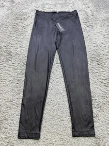 Picadilly Faux Leather Leggings Women Small Black Vegan Suede Pull On Pants NWT - Picture 1 of 11