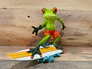 Surf's Up Frog Polyresin Figurine - 5.25" x 6" - Fun Vibes - Picture 1 of 6