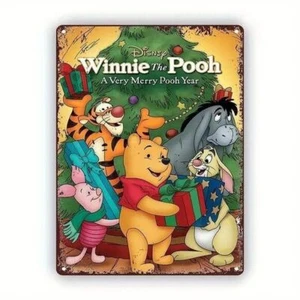 Letreros metálicos vintage dibujos animados de Disney Winnie The Pooh A Very Merry Pooh año 8 X 12 - Imagen 1 de 2