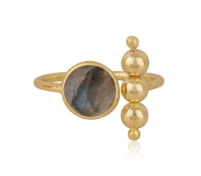 Anillo de plata de ley 925 con piedras preciosas de labradorita natural Foto 1 de 4