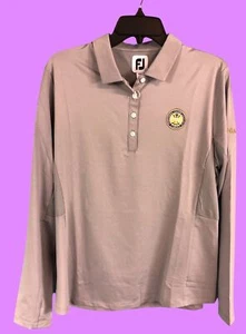 FootJoy Womens Heather Gray Long Sleeve Jersey Mesh Polo Shirt Large- NWT - Picture 1 of 10
