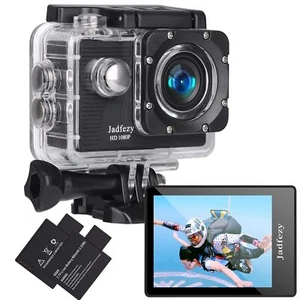 Jadfezy Camera Sport 1080P FHDEtanche 30M Caméra d'action Grand Angle avec De... - Photo 1 sur 6