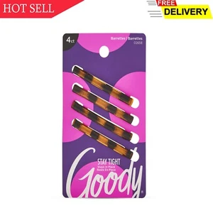 Goody Hair Barrettes Clips - 4 Count, Mock Tort - Slideproof and Lock-In Place.. - Picture 1 of 5