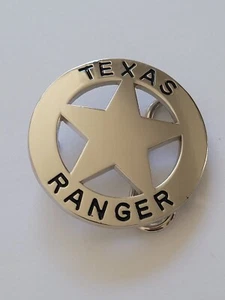 Texas Ranger Badge Belt Buckle - Silver Finish Western 1.75" Belt Buckle - Picture 1 of 3