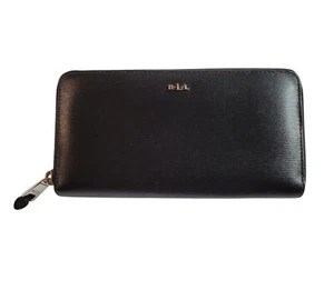 Lauren Ralph Lauren TATE Texture Leather Zip Around Wallet Black - Picture 1 of 5