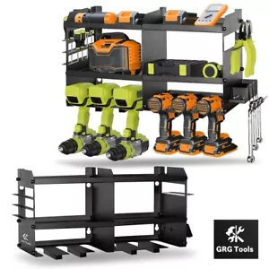 GRG Power Tool Organizer Wall Mount 6 Drill Holders for Garage - Black - Picture 1 of 6
