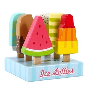SOKA Wooden Ice Lollies 7 pcs Ice Cream Popsicle Selection Pretend Play Set 3+ - Picture 1 of 9