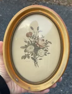 Vintage 20th C. Peter Watson Studio Legrand Print Flowers Oval Convex Glass - Picture 1 of 13